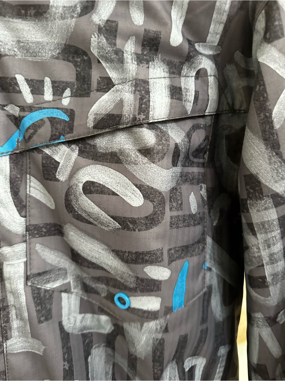 Quicksilver Logo Blue Black Gray Ski & Snowboard Jacket Coat Youth XL Size 16 - Picture 3 of 8